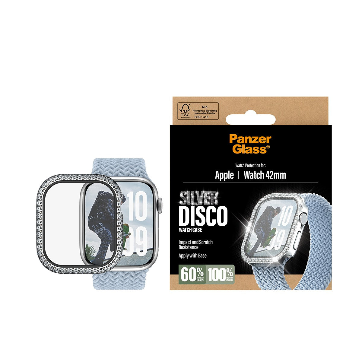 PanzerGlass® Displayschutz FullBody Disco Silber Apple Watch 2025 | 42mm